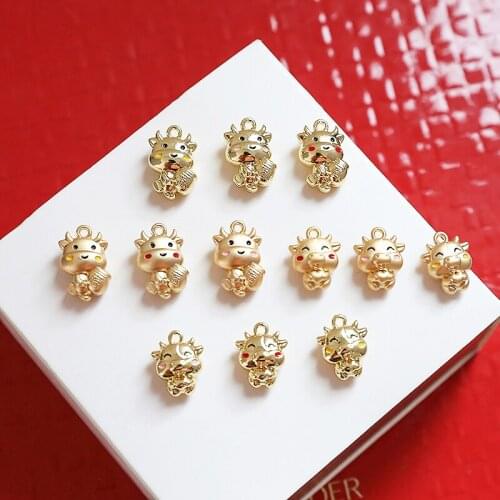 6pcs Zodiac ox cute cartoon Animal earrings version Cute pendant diy handmade jewelry bracelet necklace earrings accessories