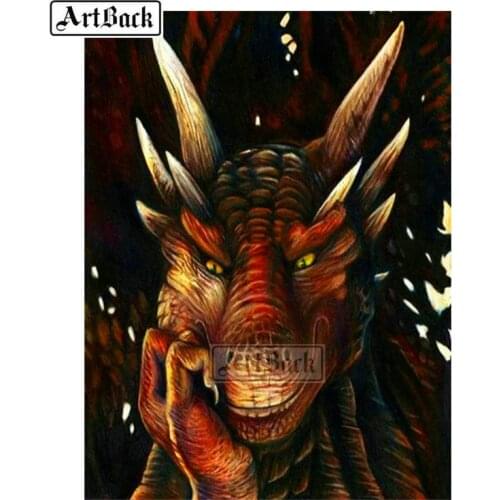 Full square / round drill dragon thinking 5d diamond painting rhinestone diy 3d diamond embroidery animal diamond mosaic crafts