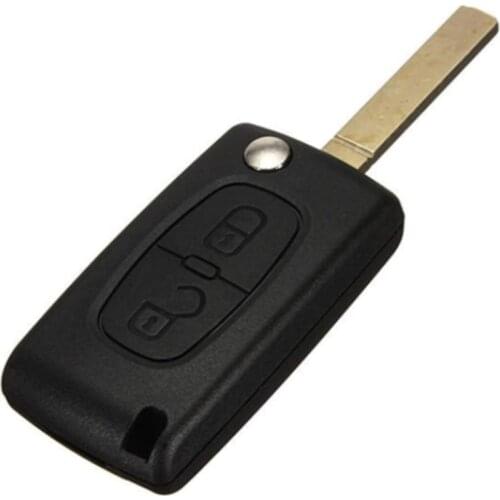 Key Fob Case Shell Auto Parts 1pcs Foldable Suitable For Citroen Triumph Sega 2 Keys Plastic+Brass Black Remote Control