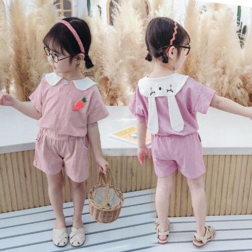Kids Clothes Toddler Girls Clothing Set Children Summer Cute baby Girls Rabbit ear with radish Tops Shorts Infantil Baby Suit
