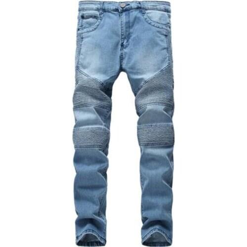 Mens Skinny Jeans Cotton Distressed Slim Elastic Jeans Denim Jeans Hip Hop Pants Washed Ripped Streetwear Men Clothing