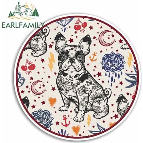 EARLFAMILY 13cm x 13cm French Bulldog Tattoo Car Stickers And Decals Fashion Occlusion Scratch VAN Decoration Waterproof