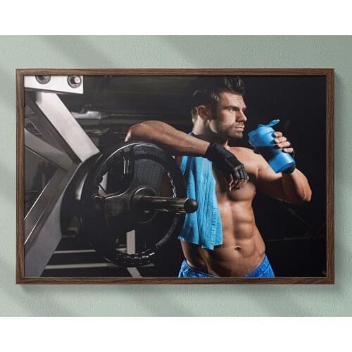 Fitness Bodybuilding Man Strong Muscles Exhibition Healthy Body 2 Wall Sticker Silk Fabric Poster Art Indoor Decor Bright