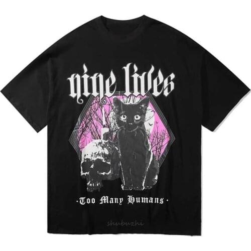 Harajuku T-shirt Summer cotton Funny Women Hip Hop casual Gothic Print cat Streetwear tshirt Short Sleeve O neck Tee loose Top