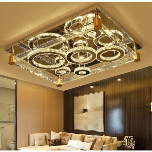 Crystal light living room lamp simple modern atmosphere home dining room lamp rectangular bedroom lighting led ceiling fixture