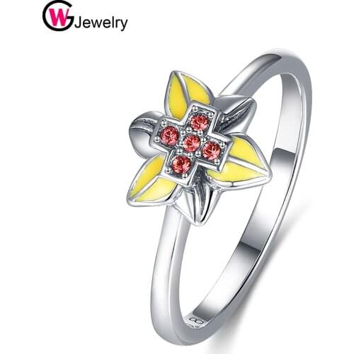 Genuine 925 Silver Jewelry Set For Women Orange Stone Flower Ring Earrings Pendant Set Delicate Cute Party Fine Jewelry