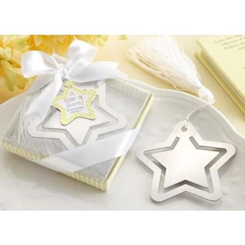 Creative stainless steel bookmarks European star gift box wedding guests party favor grace