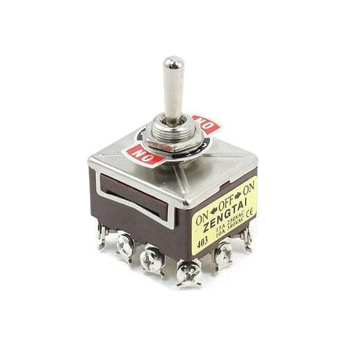 Panel Mount 4PDT 3 Position Latching Toggle Switch 15A 250VAC 10A 380VAC
