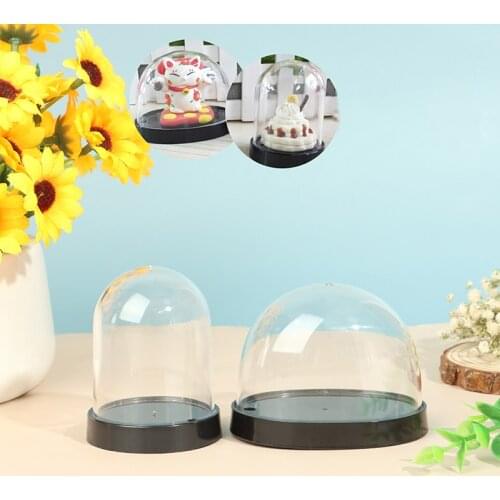 Round Clear Model Ellipse Dust Bell Cover Plastic Display Box Figurine Miniature Craft Decor