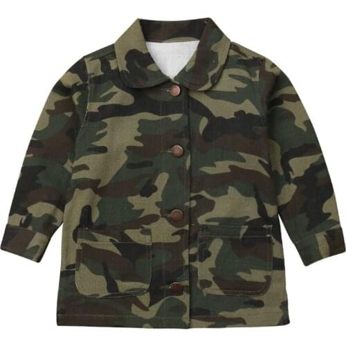 Big Childrens Girls Jackets Autumn Camouflage Jacket Long Coat Casual Fashion Coat Outerwear Winter