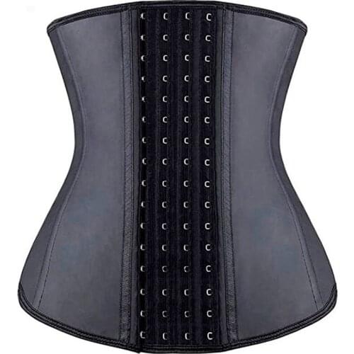 Smoothy 9 Steel Boned Latex Waist Trainer Corset Shapewear 4 Rows Hooks Eyes Bustier Underbust Gorset Gym Sports Korse Corselet