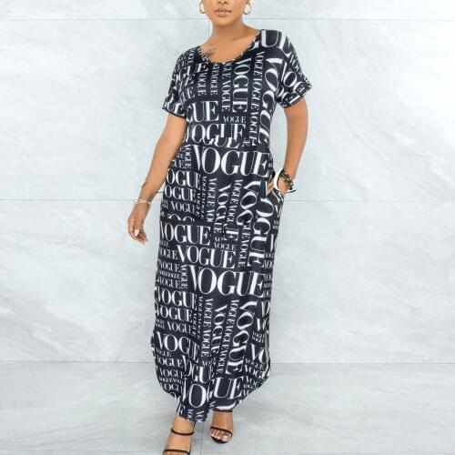 Summer Plus Size Split Tshirt Dress Women Fashion Casual Home Round Neck Short Sleeve Loose Maxi Dress for Women