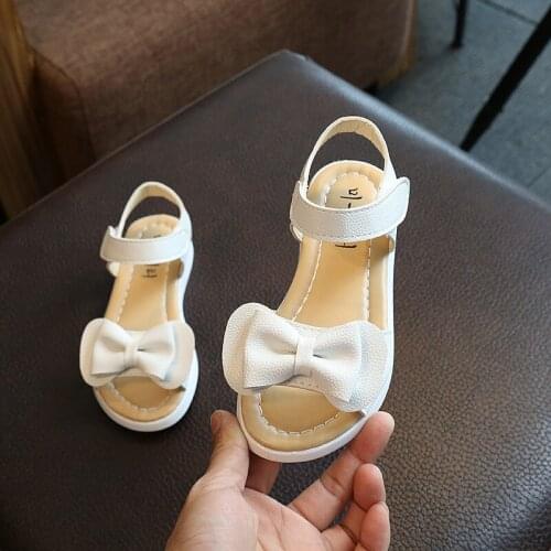 Summer New Girls Sandals Bow Childrens Princess Sandals Kids Fish Mouth Soft Bottom Beach Shoes