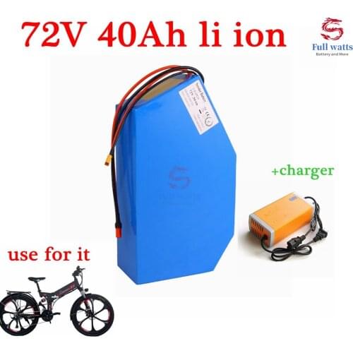 72v 40Ah lithium ion triangle battery BMS 20S li ion for 5000w Mountain Bike scooter Motorcycle + 10A charger