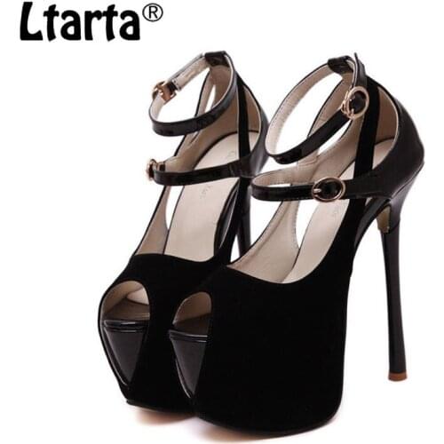 LTARTA Western Style Fashion Waterproof Platform High Heels Fine Heel Pinned Fish Mouth Shoes High Heels Single Shoes JXQ