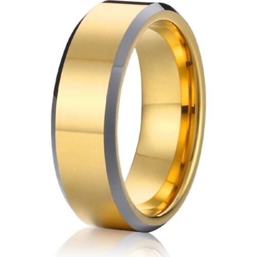 8mm Alliances Anniversary wedding band titanium rings for men gold filled jewellery fashion man finger ring male jewelry
