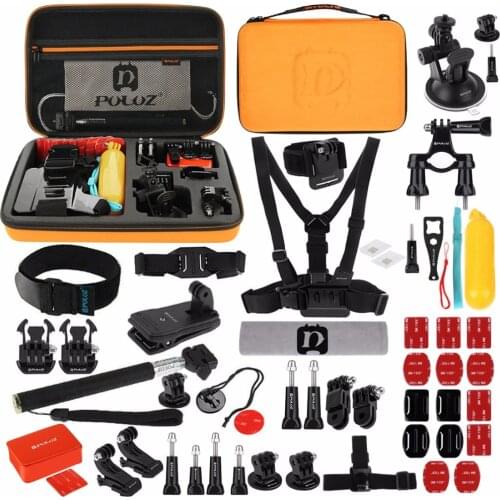 Gopro 53 in 1 Accessory Combo Kit with Orange EVA Case for GoPro Hero7/6/5/4/3/,Xiaoyi and Other Action Cam