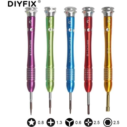 DIYFIX 5 in 1 Precision Screwdriver Set for iPhone 6 6s Plus 7 8 Disassemble Teardown Opening Kit Mobile Phone Repair Tools