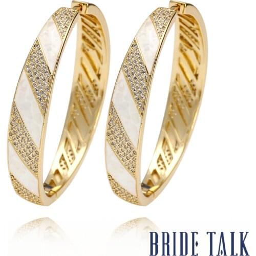 Bride Talk Luxury Geometry Cubic Zircon CZ Round Shining Earrings For Women African Big Bridal Earring Jewelry Gift Accessories