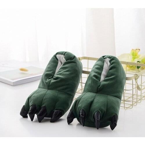 2021 New Winter Warm Soft Indoor Floor Slippers Women Men Children Shoes Paw Funny Animal Christmas Monster Dinosaur Claw Shoes