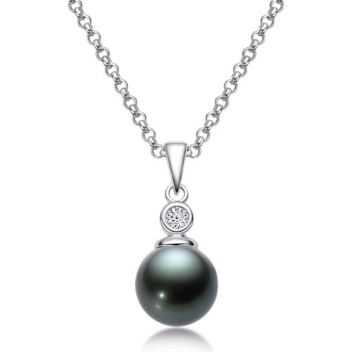 Lnngy Real 925 Sterling Silver Pearl Necklace 11mm Natural Tahitian Pearls Chain Necklace for Women Elegant Charm Jewelry Gifts