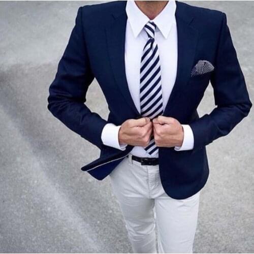 Navy Blue Blazer Men Suit for Wedding Bridegroom Formal Prom Business 2 Piece Jacket with Pants Slim Fit Tuxedo Mariage Custom