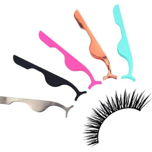 1pc False Eyelash Tweezers Fake Eye Lash Applicator Eyelash Extension Curler Nipper Auxiliary Clip Clamp Makeup Forceps Tools