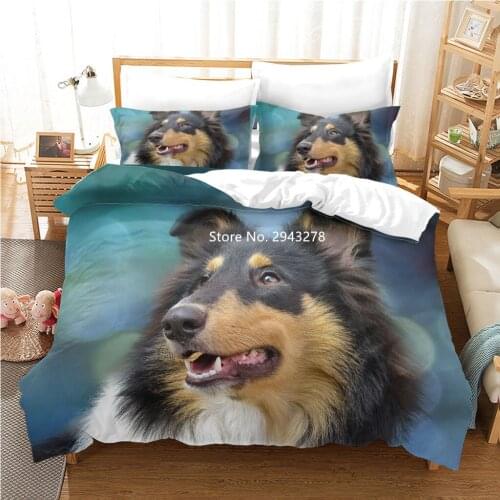 Cute Doggie Series Bedding Deluxe Full-size Duvet Covered Pillowcase Linen Adult Children Bedroom Decor with Colorful Print