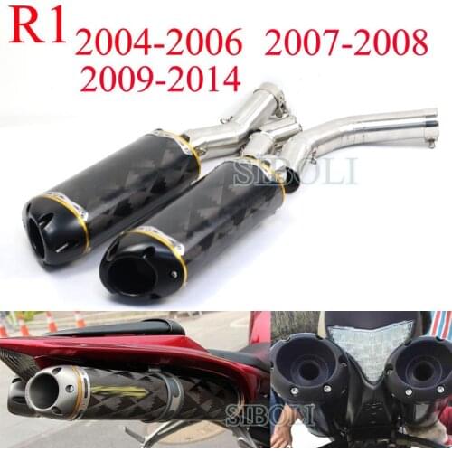 R1 Motorcycle Full Systems Exhaust Muffler Link Pipe For Yamaha YZF-R1 2004 2005 2006 2007 2008 2009 2010 2011 2012 2013 2014