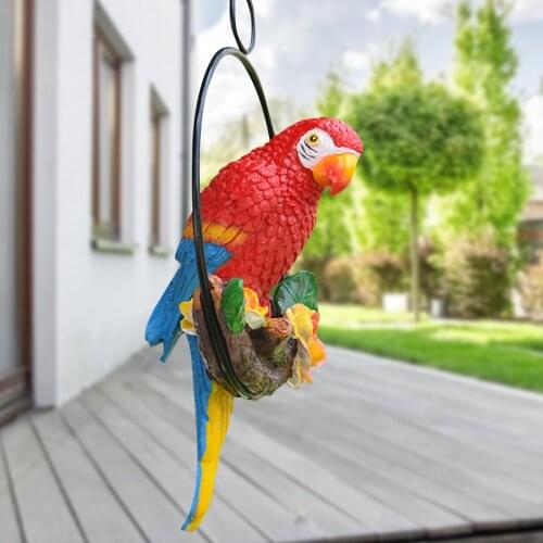 Garden Decorations DIY Parrot Bird Summer House Garden Hanging Parrot Bird Garden Supplies Patio Courtyard Resin Tree Pendant