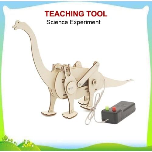 STEM Physics Science DIY Toys Assembly Walking Dinosaur Wooden Puzzle Bionic Robot Teaching Tools For Children Boy Girl