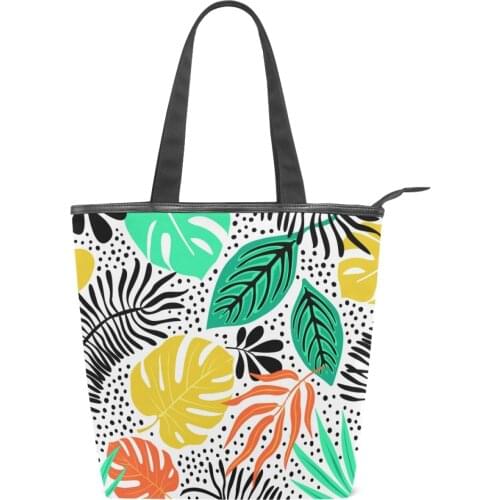 2021 New Style Messenger Bag Female Canvas Tropical Plants Large Capacity Student Cloth School Bag Female Messenger Shopping Bag