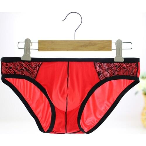 2019 Howe Ray Brand underwear ice Silk Mens Underwear Lingerie Briefs Sexy Male lace Panties Striped Rise Gay Underpants