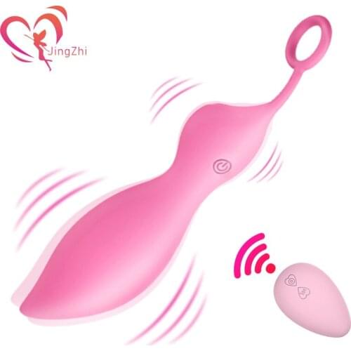 JingZhi Liquid Silicone Jump Egg Remote Control Vibrator Sex Toy for Women Kegel Vaginal Ball Clitoral G-Spot Massage Adult Toys
