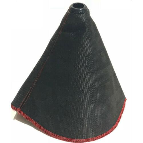 Jdm High Quality Canvas Hyper Fabric Bride Gear Shift Knob Cover Racing Shifter Boot With Red Stitching