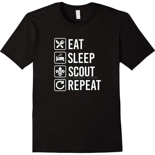 Eat Sleep Scout Repeat Funny T Shirt Boy Scouting Mens Shirts Short Sleeve Trend Clothing 100 % T Shirt For Boy