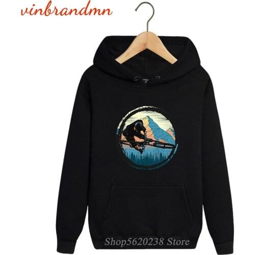 Funny MTB Mountainview Men Printed Hoodies Outdoors Extreme MTB Sweatshirt Popular Ride Wild Hoodies Fleece Pocket Hoodie