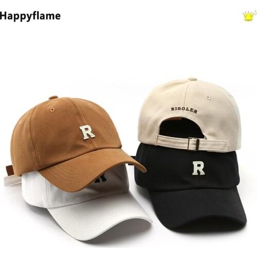 Simple Solid Color Baseball Cap Letter R Patch Casquette Hats Summer Visor Sun Hat Casual Gorras Street Hip Hop Dad Hats Gorras
