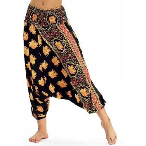 Womens Elastic Waist Harem Loose Yoga Pants,Baggy Casual Beach Pants Hippie Boho Aladdin Pants