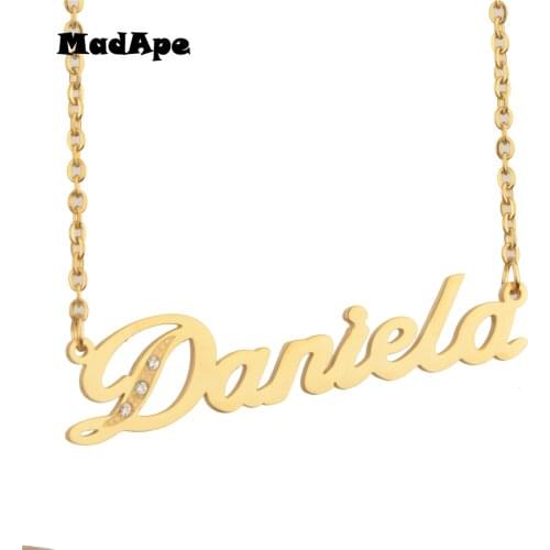 MadApe Women Fashion Jewelry "Daniela" Letter Pendant Necklace Custom Stainless Steel Any Personalized Name Necklace For Girl