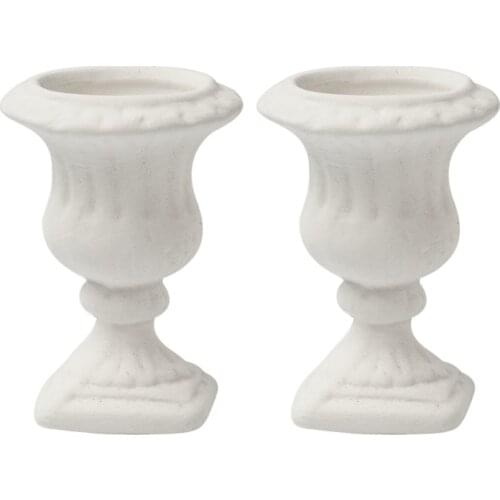2pcs Doll House Miniature White Flower Pots Model 1:12 Dollhouse Garden Decoration Flowerpot Ornament Dollhous Accessories