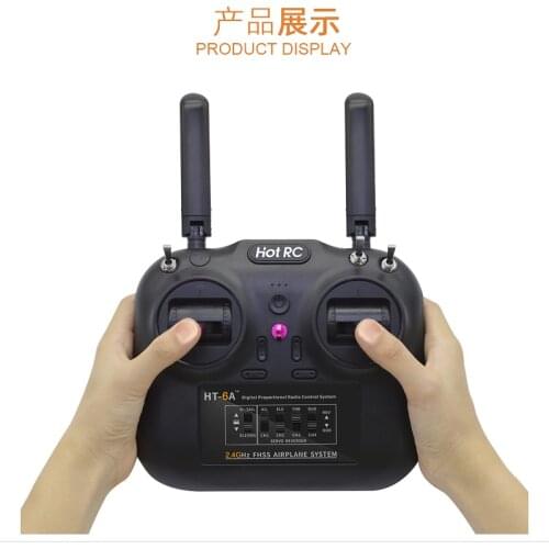 HOTRC 2.4Ghz 6 Channel RC Transmitter Remote Controller with receiver for RC Plane Model RC Car Boat Helicopter Multi-rotor