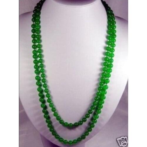8mm natural green gem beads Necklace 36"