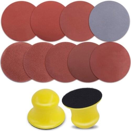 92Pcs 3 Inch Hand Sanding Block Round Sanding Pad Hook Backing Plate Sanding Disc Set For Craft, Furniture Repairing