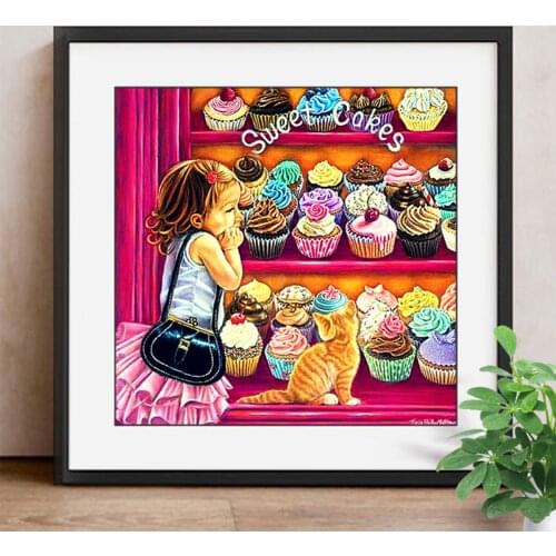Diamond Painting Full Square Cartoon 5D DIY Diamond Embroidery Girl Cake Mosaic Picture Of Rhinestone Decoration Home