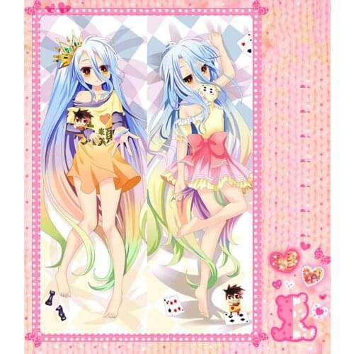 Anime Cartoon No Game No Life Double-Sided Bolster Hugging Pillow Case Pillow Cover Pillowcase Peach Skin 2 Way No.7012