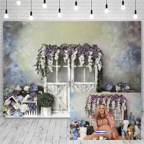 Avezano Baby Shower Happy Birthday Party Photography Backdrops Flowers Door Decor Girl Backgrounds For Photo Studio Photophone