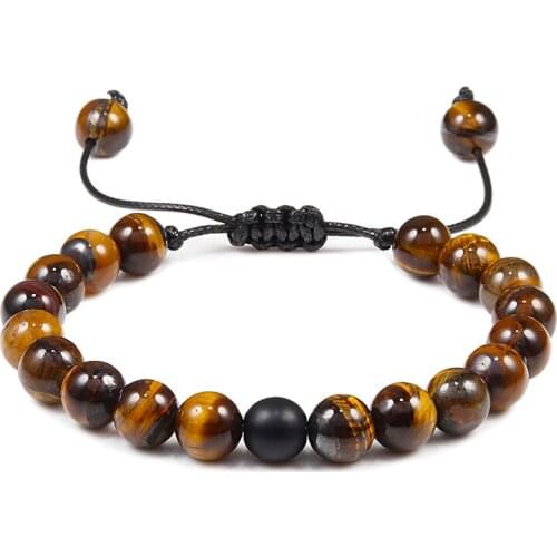 Tiger Eye Beads Bracelet Men Charm Natural Stone Braslet for Women Braided Rope Adjustable Yoga Bracelets Jewelry Gift Pulseras