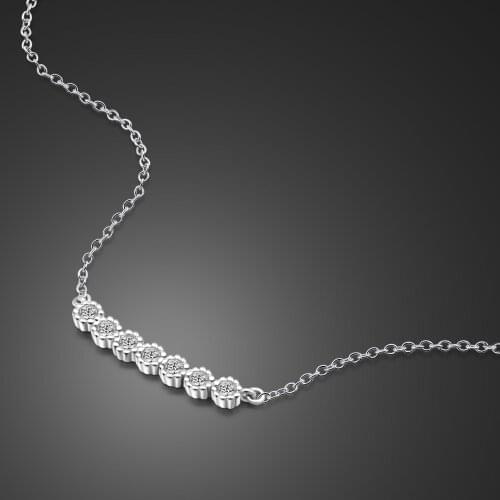 Genuine 100% 925 Silver Lucky Geometric Pendants Chain Necklaces 5A Shiny Zirconia Choker Fashion Fine Jewelry Gifts For Women