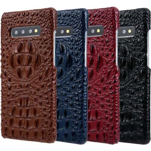 Phone Cases for Samsung Galaxy S10 Plus Funda Genuine Cover for Samsung Galaxy S10 Case Crocodile Head Pattern Cowhide Covers